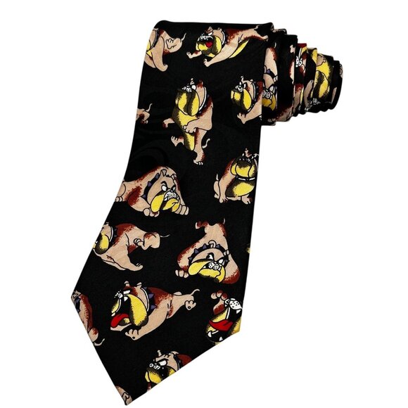 Steven Harris Looney Tunes Allover Bulldog Graphic Print Pattern Tie Necktie - Picture 1 of 4